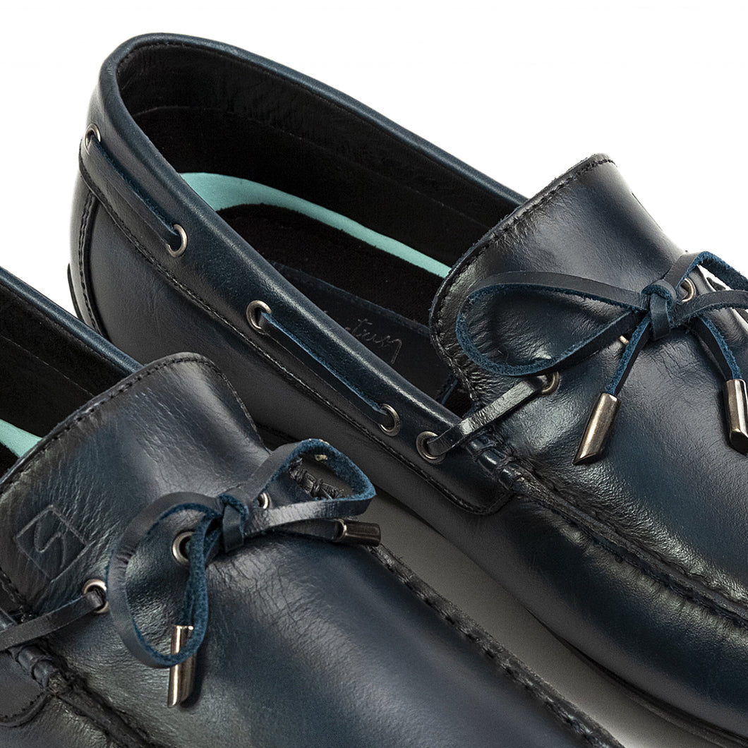 Mocasin Cuero Hombre Azul 7006