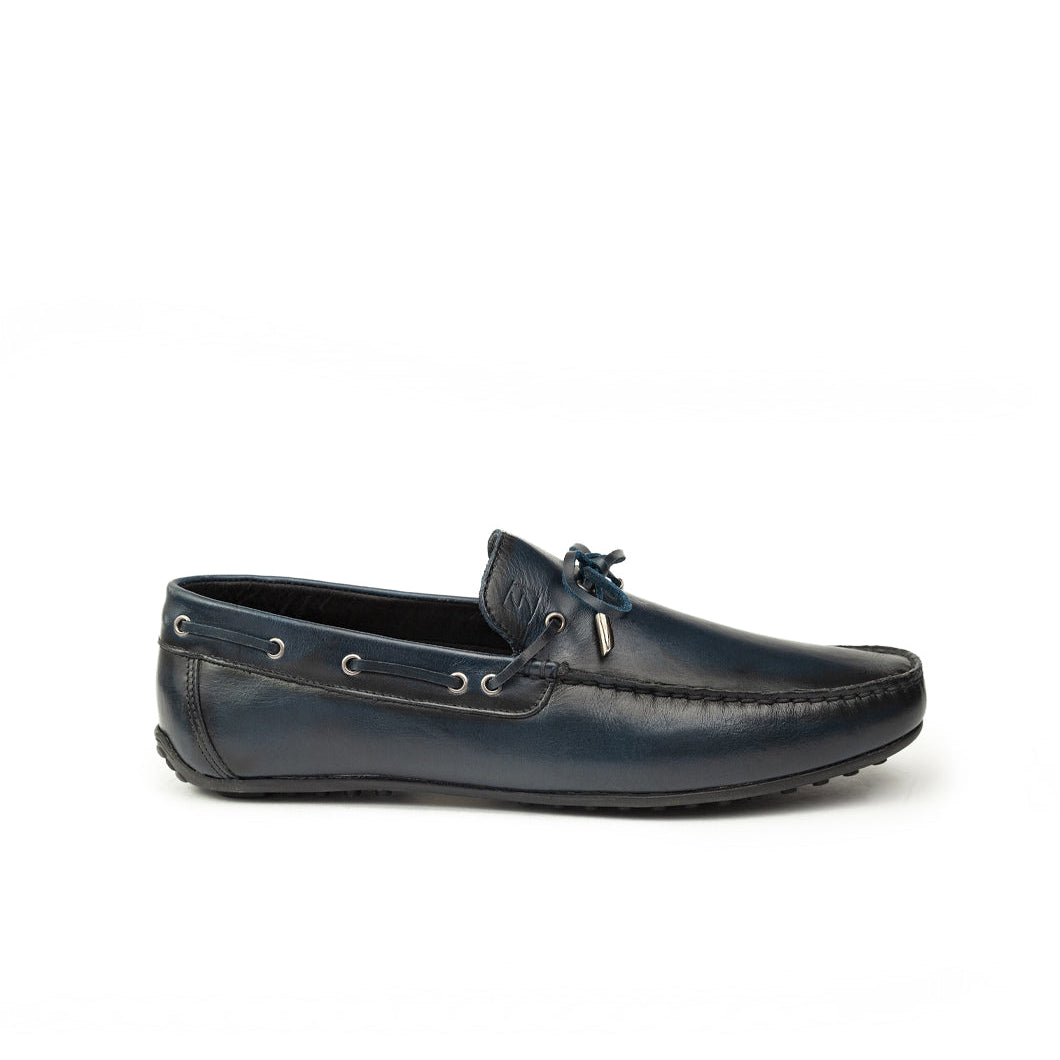 Mocasin Cuero Hombre Azul 7006