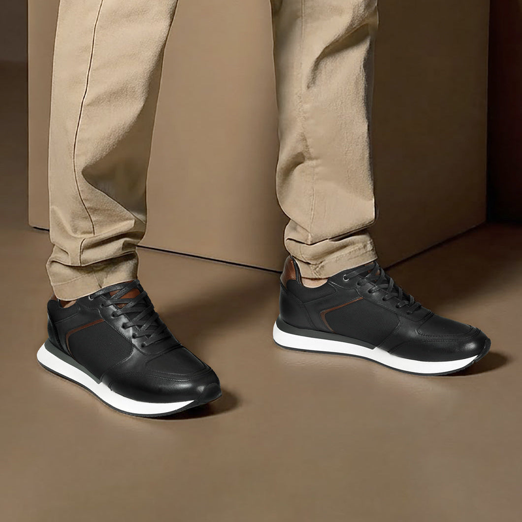 Deportivos 7029 de cuero para hombre en uso, estilo urbano