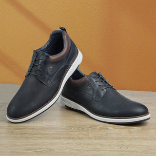 Casuales 739 de cuero para hombre, vista lateral con suela TR bicolor