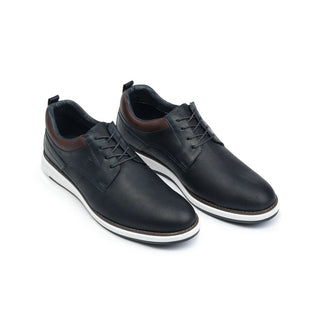Casuales 739 de cuero para hombre en azul, vista tres cuartos del par