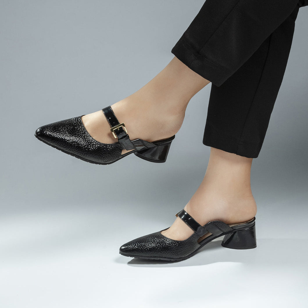 Tacon 771 De Cuero Mujer Negro x Folia