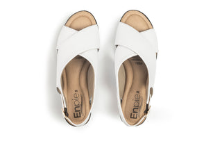 Sandalia de cuña 7858 de cuero para mujer color Blanco, vista superior