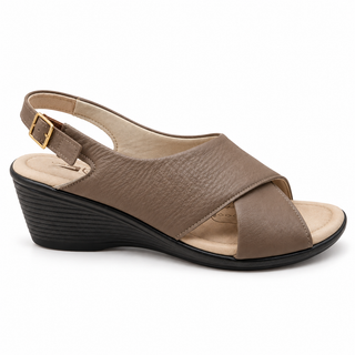 Sandalia de cuña 7858 de cuero para mujer