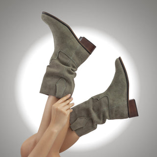 Botines 8650 de cuero para mujer color Arena, puestos