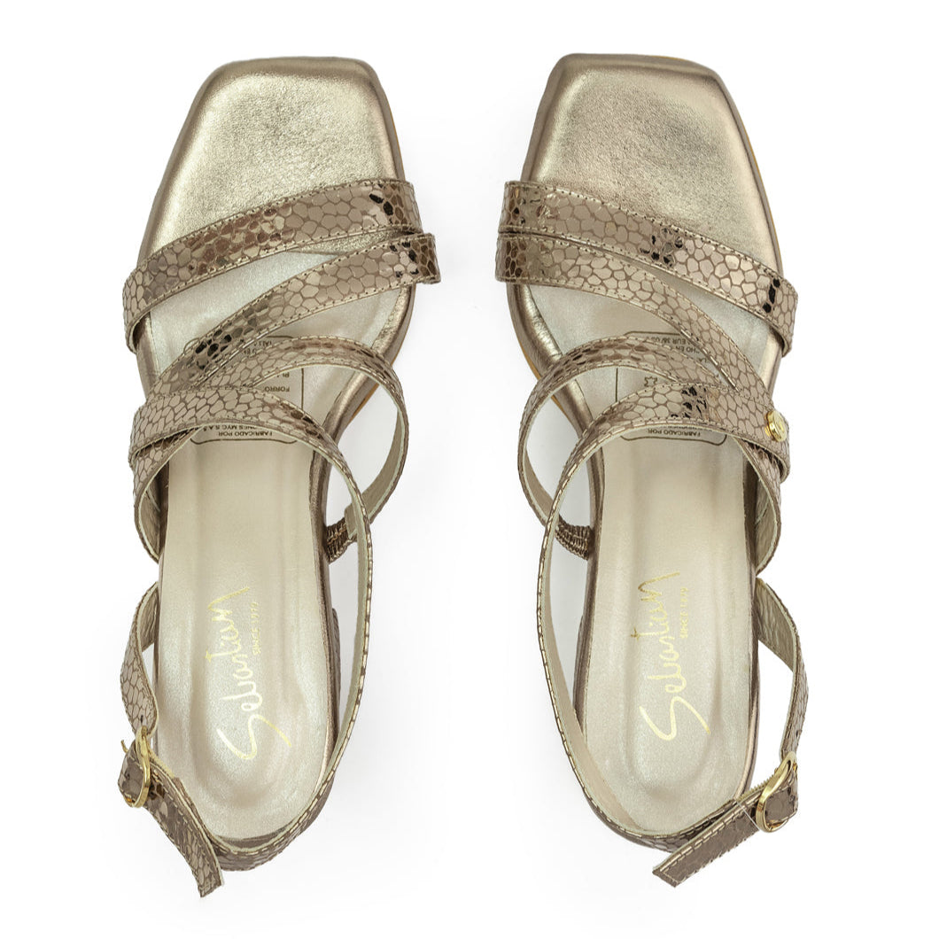 Sandalias tacon Ameli cuero mujer