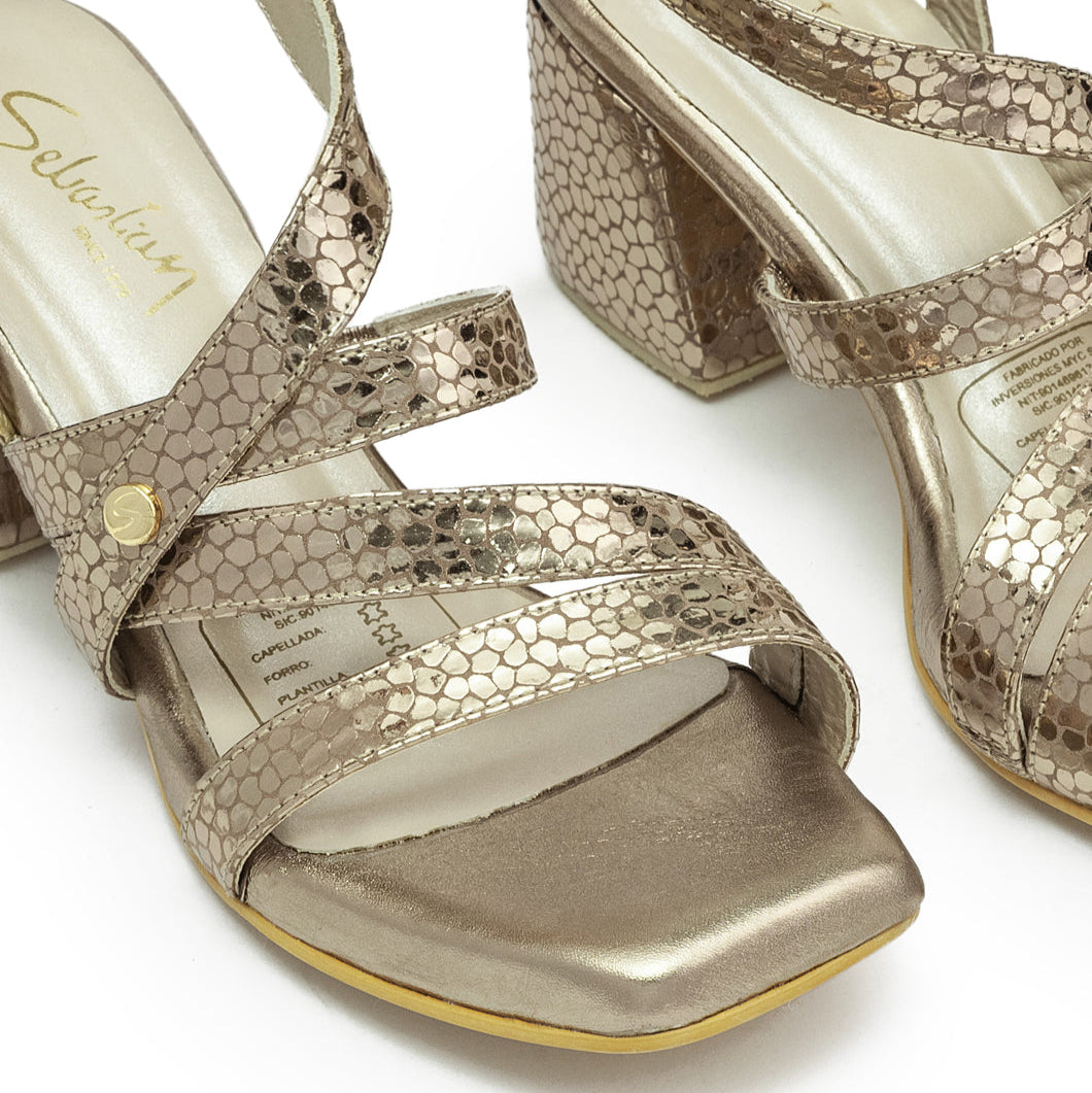 Sandalias tacon Ameli cuero mujer