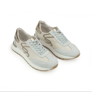 Deportivo Angel de cuero para mujer color Talco Oro, vista angular – Sebastian & Salvatore