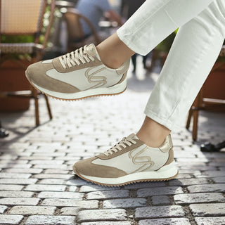 Deportivo Angel de cuero para mujer color Talco Oro, puestos, tercera vista