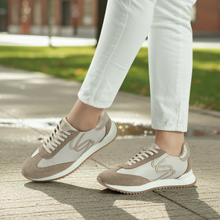 Deportivo Angel de cuero para mujer color Talco Oro, puestos, cuarta vista