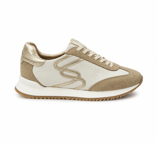 Deportivo Angel de cuero para mujer color Talco Oro, vista lateral