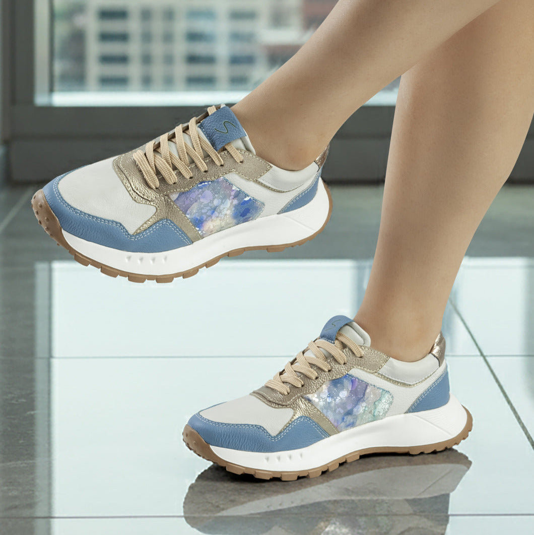 Deportivo de cuero mujer Azul Antonia