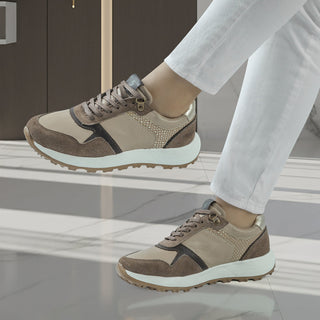Deportivo Antonia de cuero para mujer color Taupe Café, puestos, tercera vista