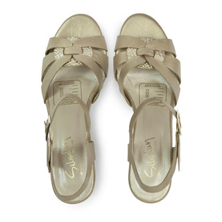 Sandalias de tacón Ariana de cuero para mujer color Dorado, vista superior