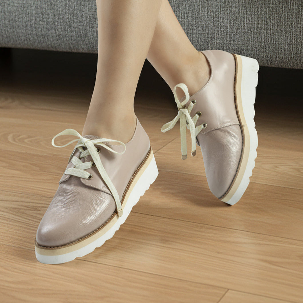 Deportivo C-09 Cuero Mujer Taupe x Folia