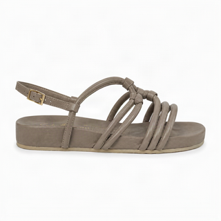 Sandalia plana Cataleya de cuero para mujer color Maní, vista lateral