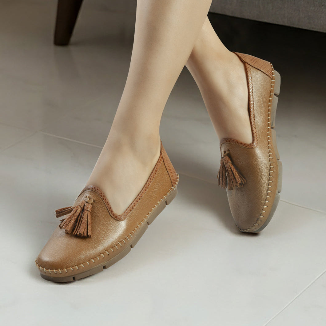 Mocasines Cuero Mujer Miel Corona 1025