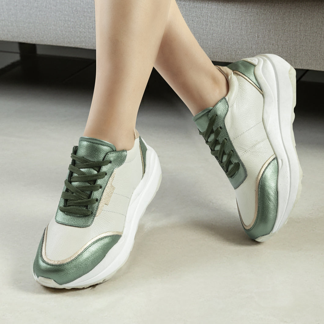 Deportivo de cuero mujer Talco verde Creativa