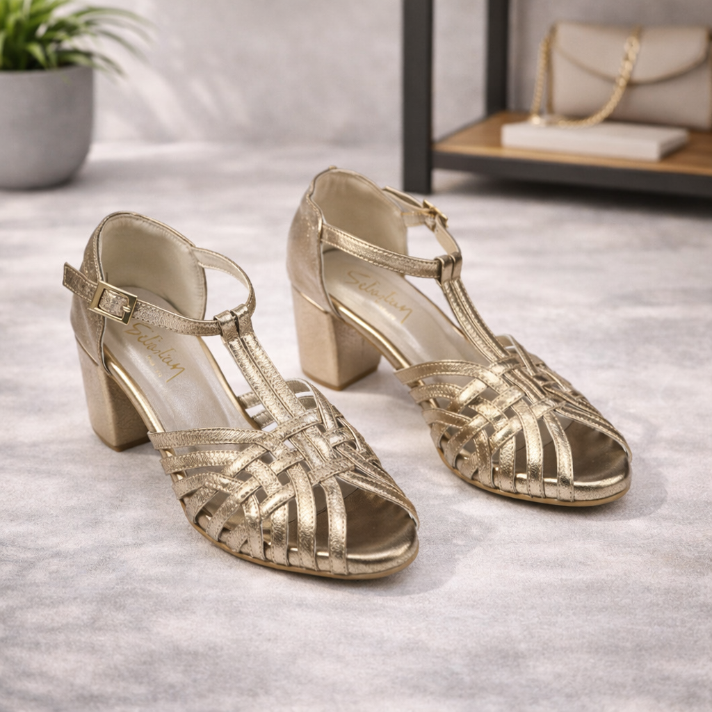 Sandalia Tacon Elvira 01 Cuero Mujer Plomo
