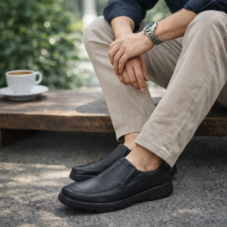Confort 2806 de cuero para hombre, detalle del elástico lateral