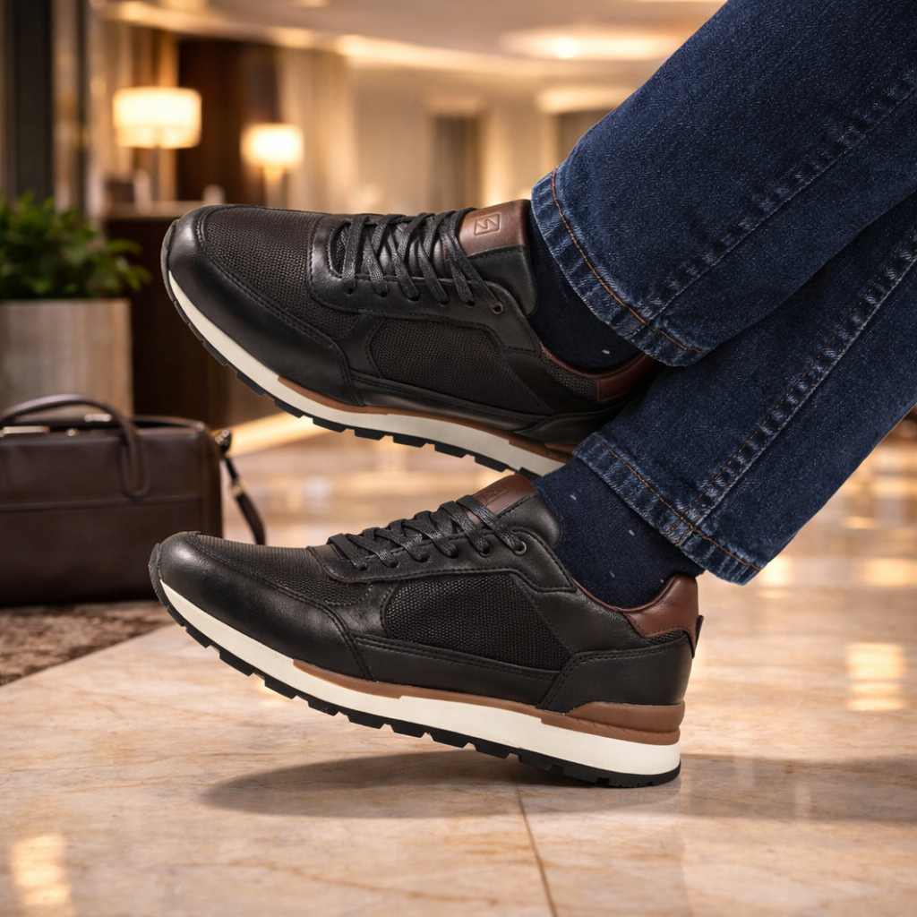 Casual 6038 En Cuero Hombre Negro