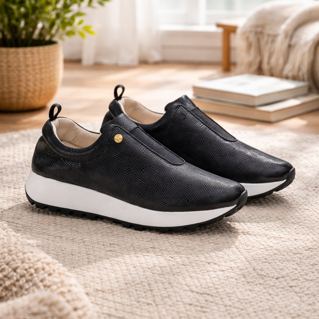 Deportivo  Relax 2 Cuero Mujer Negro