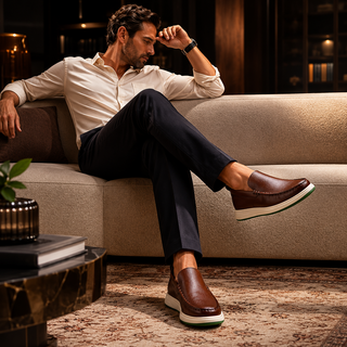 Mocasin de cuero nubuck color tan para hombre Sebastian & Salvatore