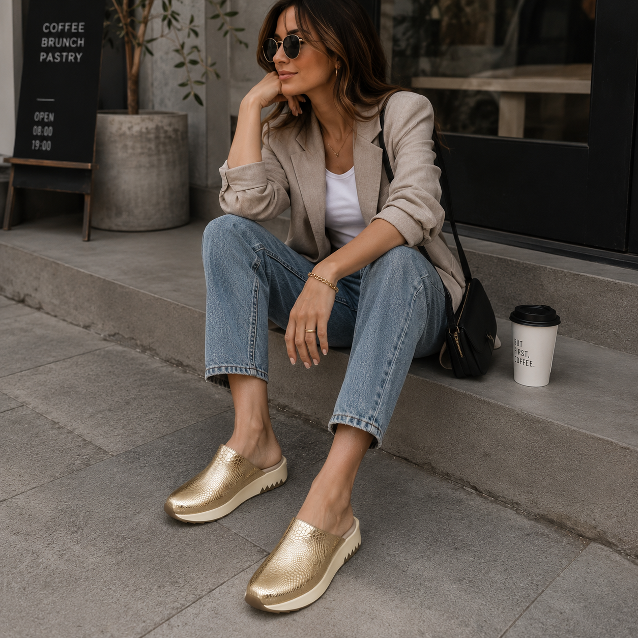Suecos Lina de cuero para mujer