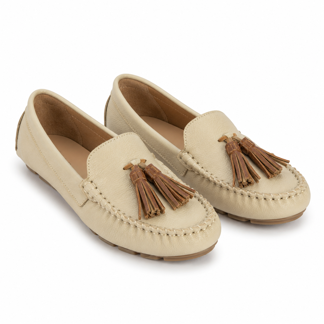 Mocasin 6002 Escobilla Taupe cuero para mujer