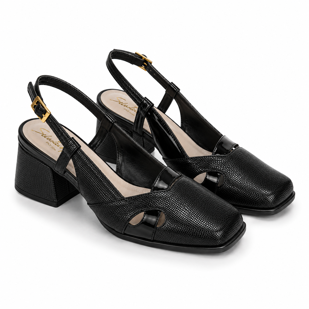 Tacón 664 en cuero de dama Negro
