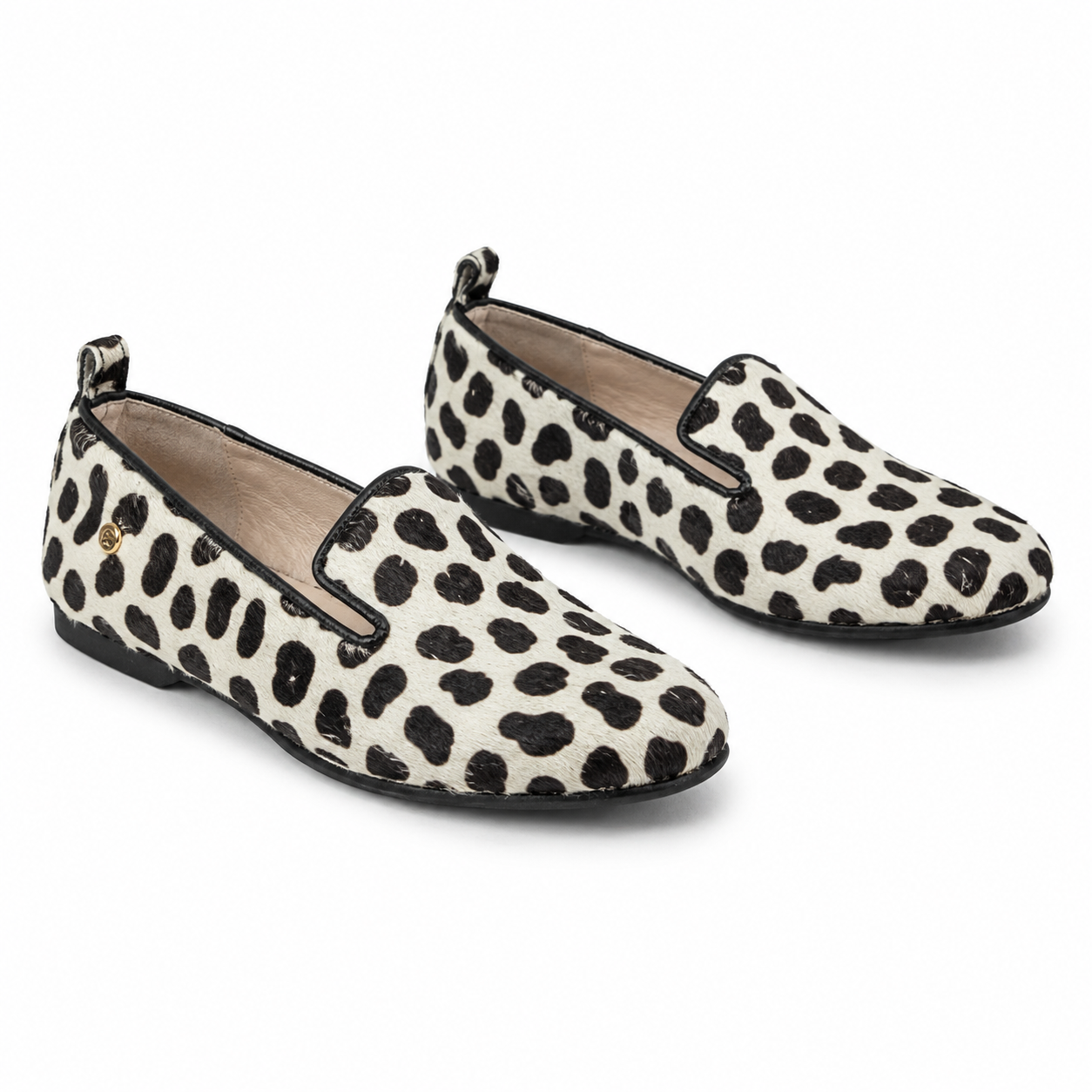 Baletas Slipers En Cuero Mujer Blanco x Animal Print