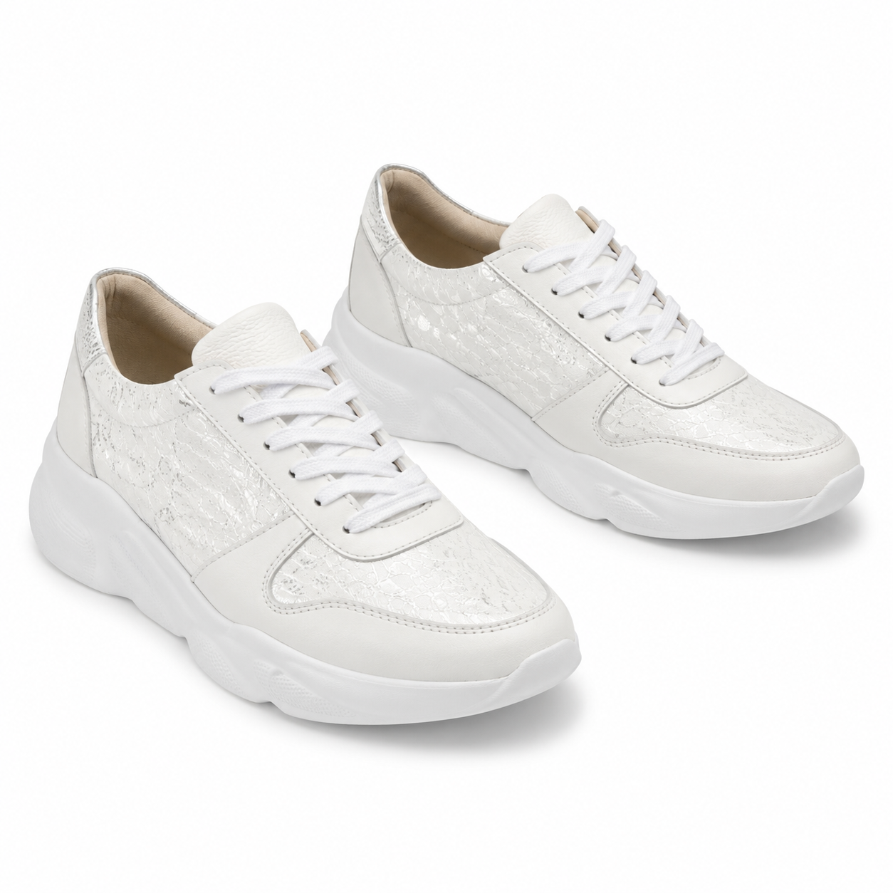 Deportivo Luisa 2 Cuero Mujer Blanco x Plata
