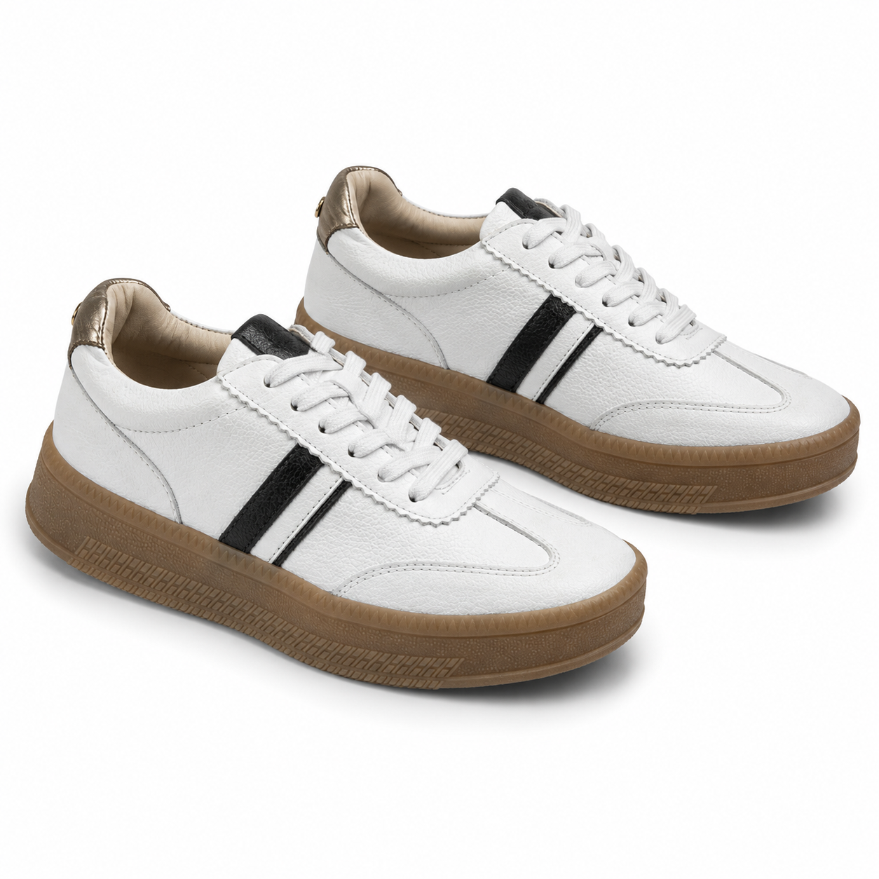 Deportivo Sofi Cuero Mujer Blanco Negro