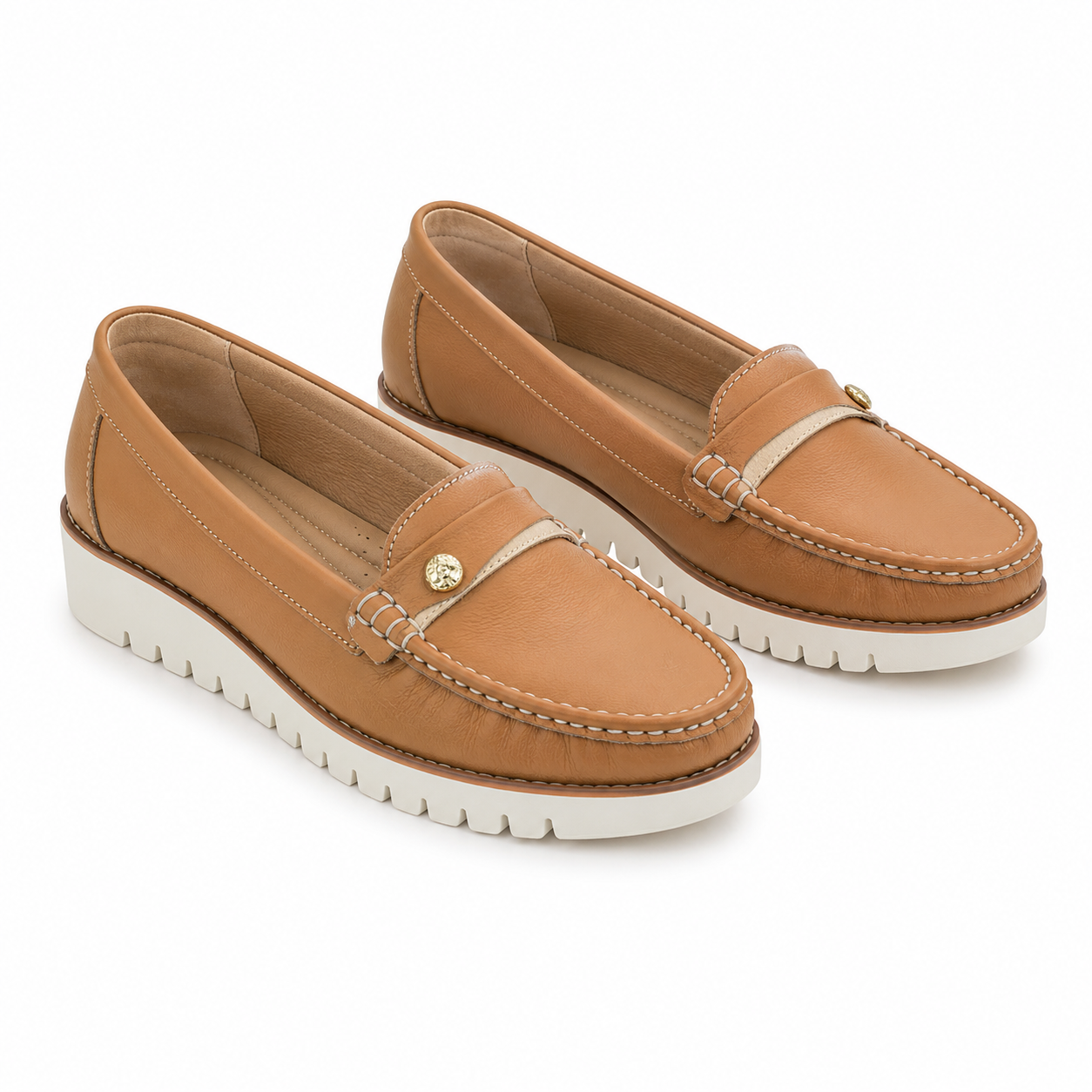 Mocasin 40-170 Capuchino En Cuero para Mujer