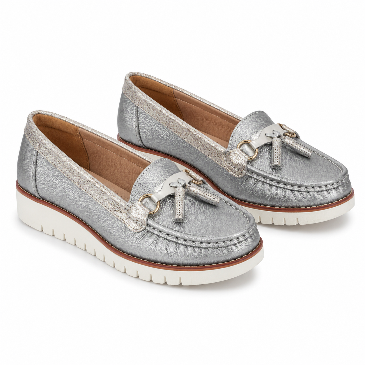 Mocasin 40-196 Grafito x Grabado en cuero para mujer