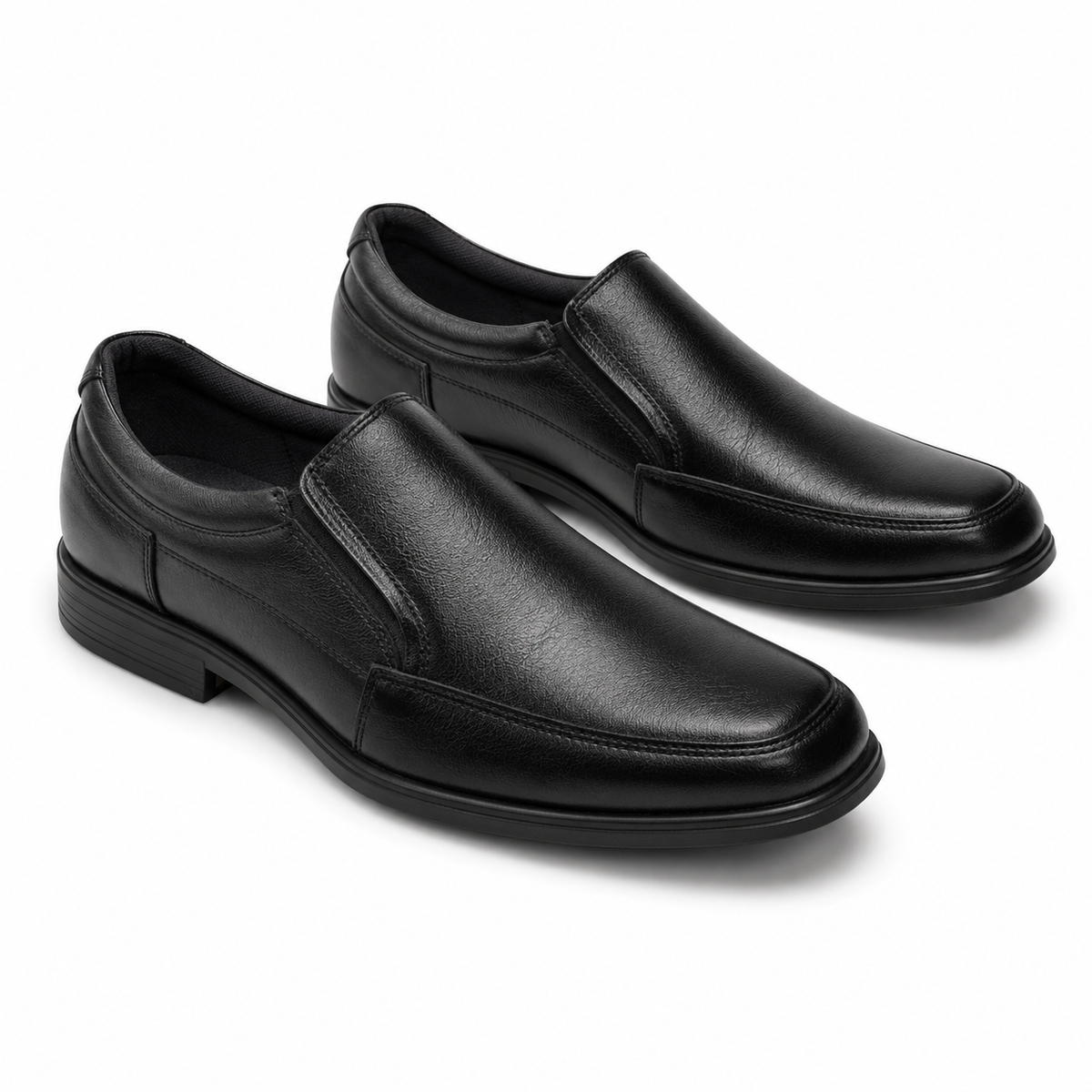 Formales 4206 de cuero para hombre en negro, vista tres cuartos del par