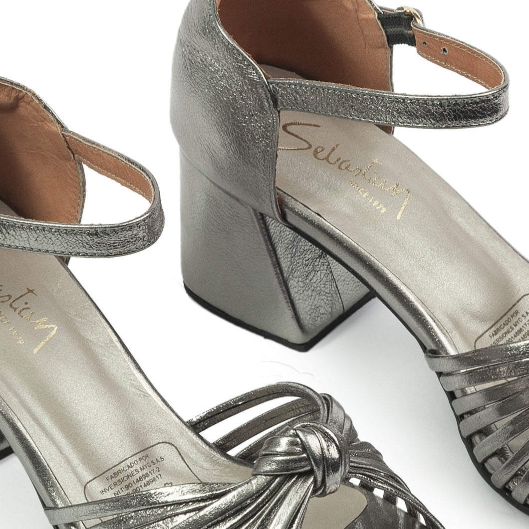 Sandalias tacon Daniela cuero mujer