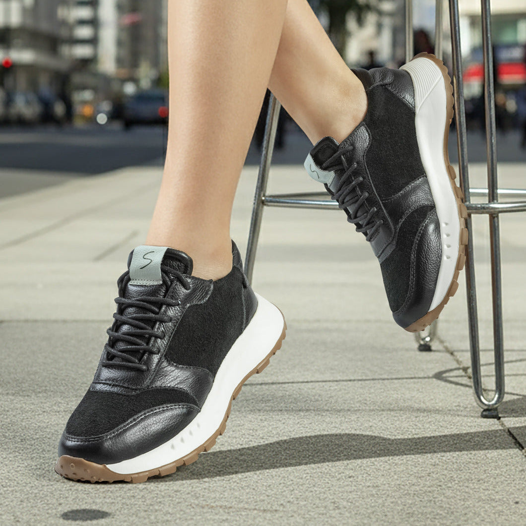 Deportivo de cuero mujer Negro Elena