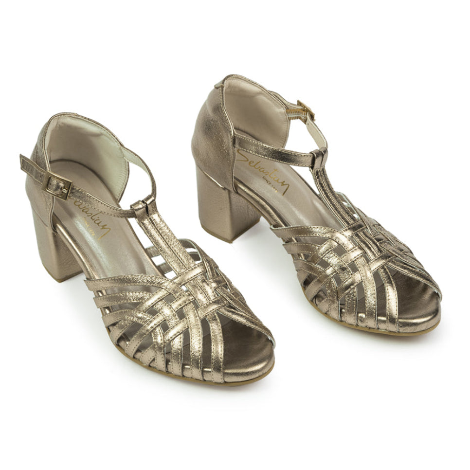 Sandalia tacon Elvira 01 de Cuero para Mujer