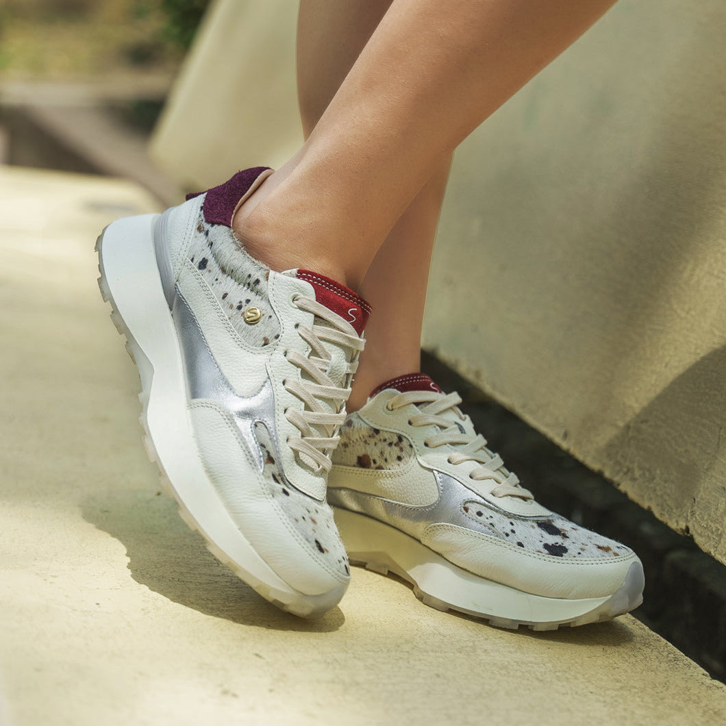 Deportivo Glow en cuero Mujer