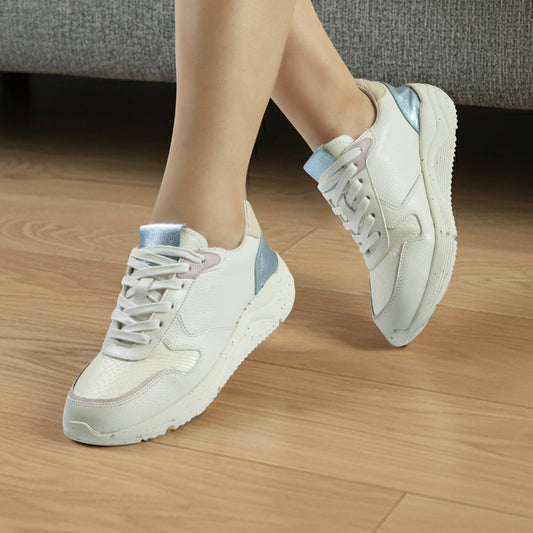 Deportivo Cuero Mujer Blanco x Grabado Golden