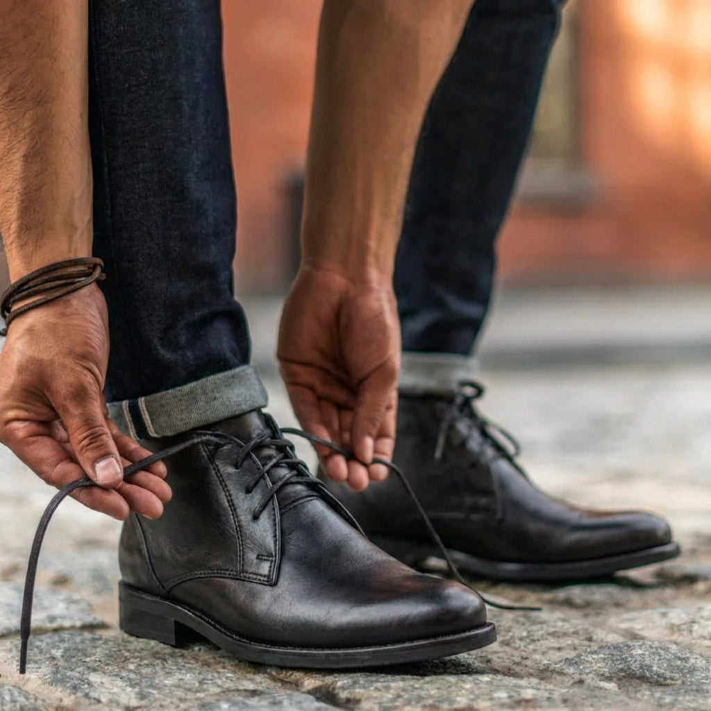 Botin 6017 En Cuero Hombre Negro