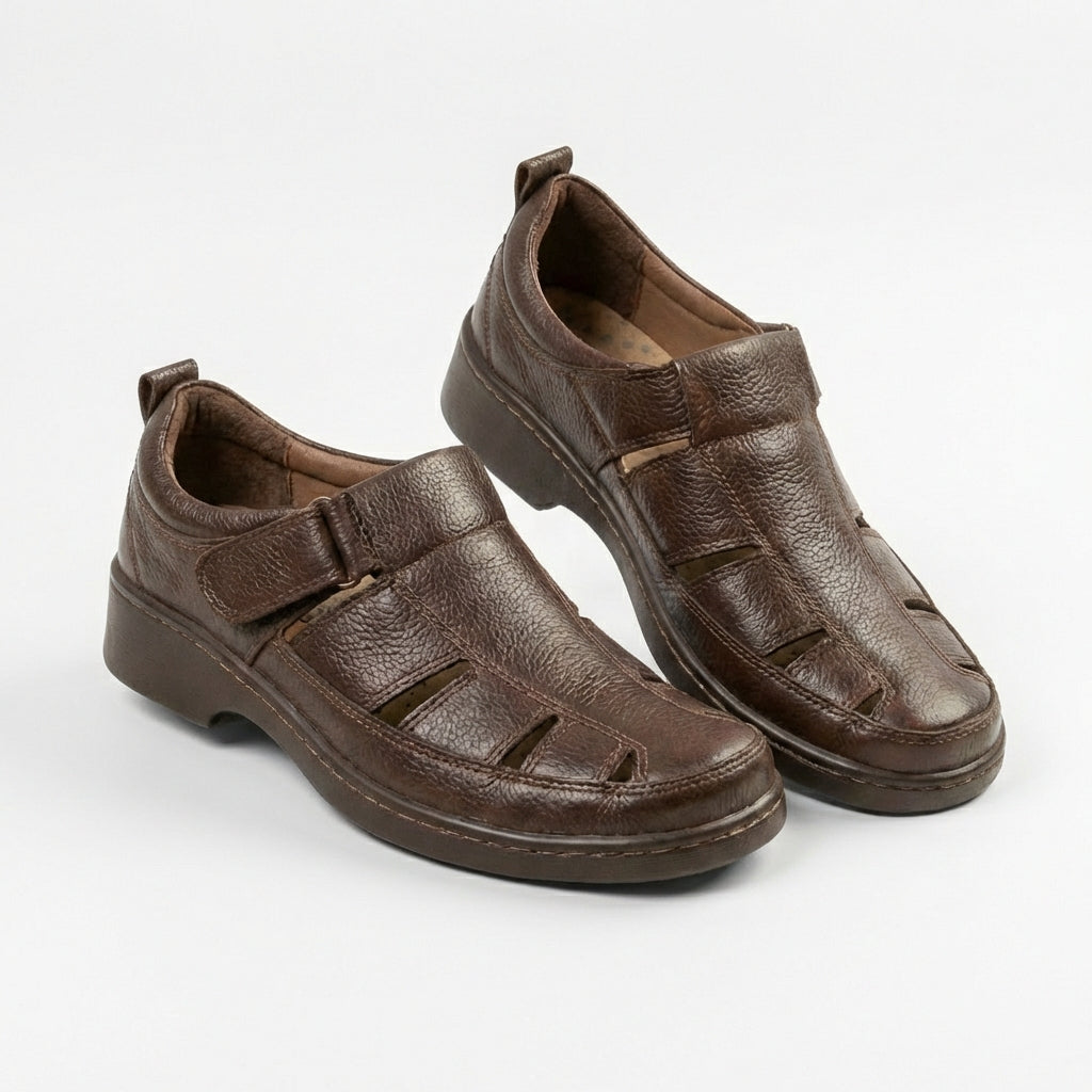 Confort 2128 de cuero para hombre, detalle de la correa con velcro