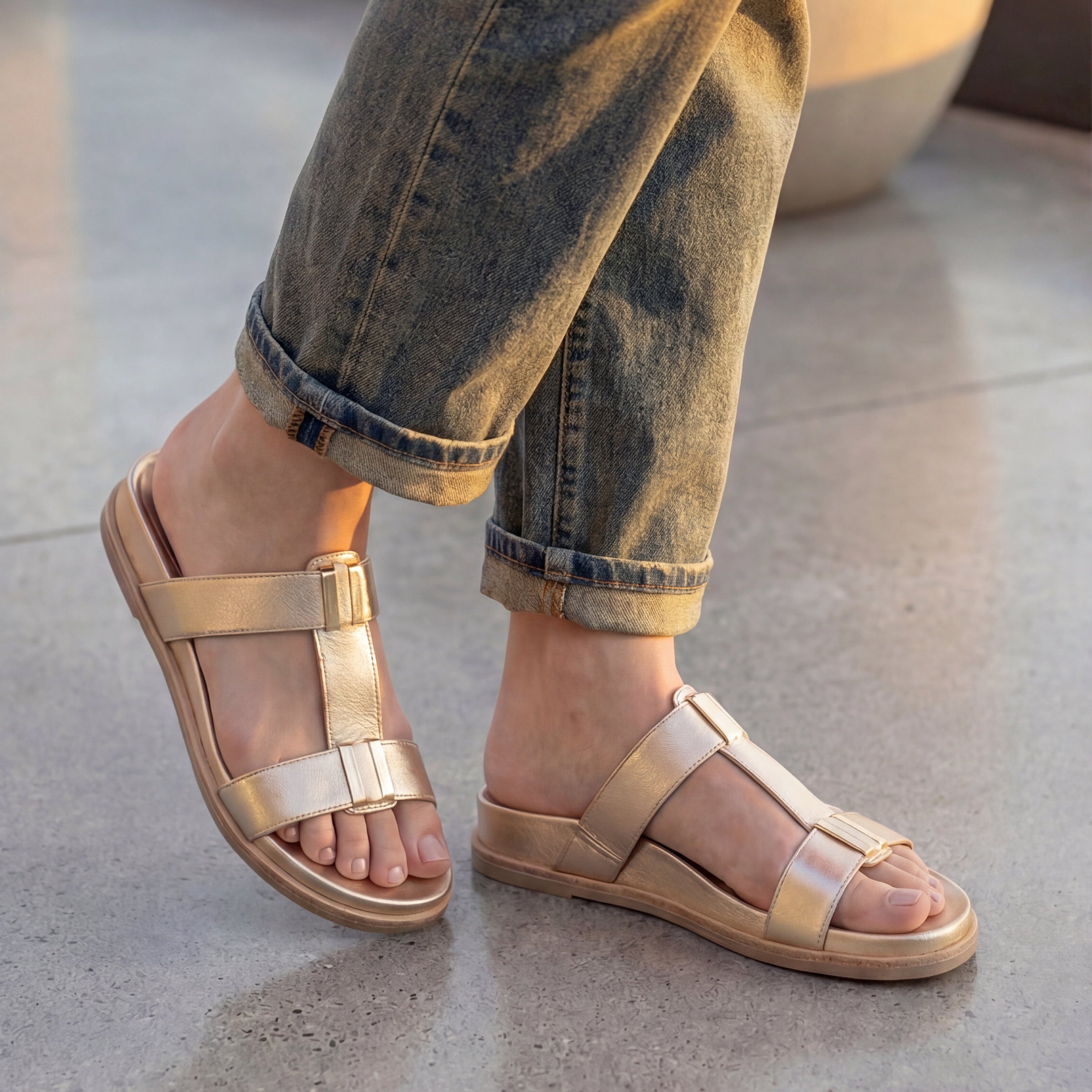 Sandalia Plana 762 Cuero Mujer