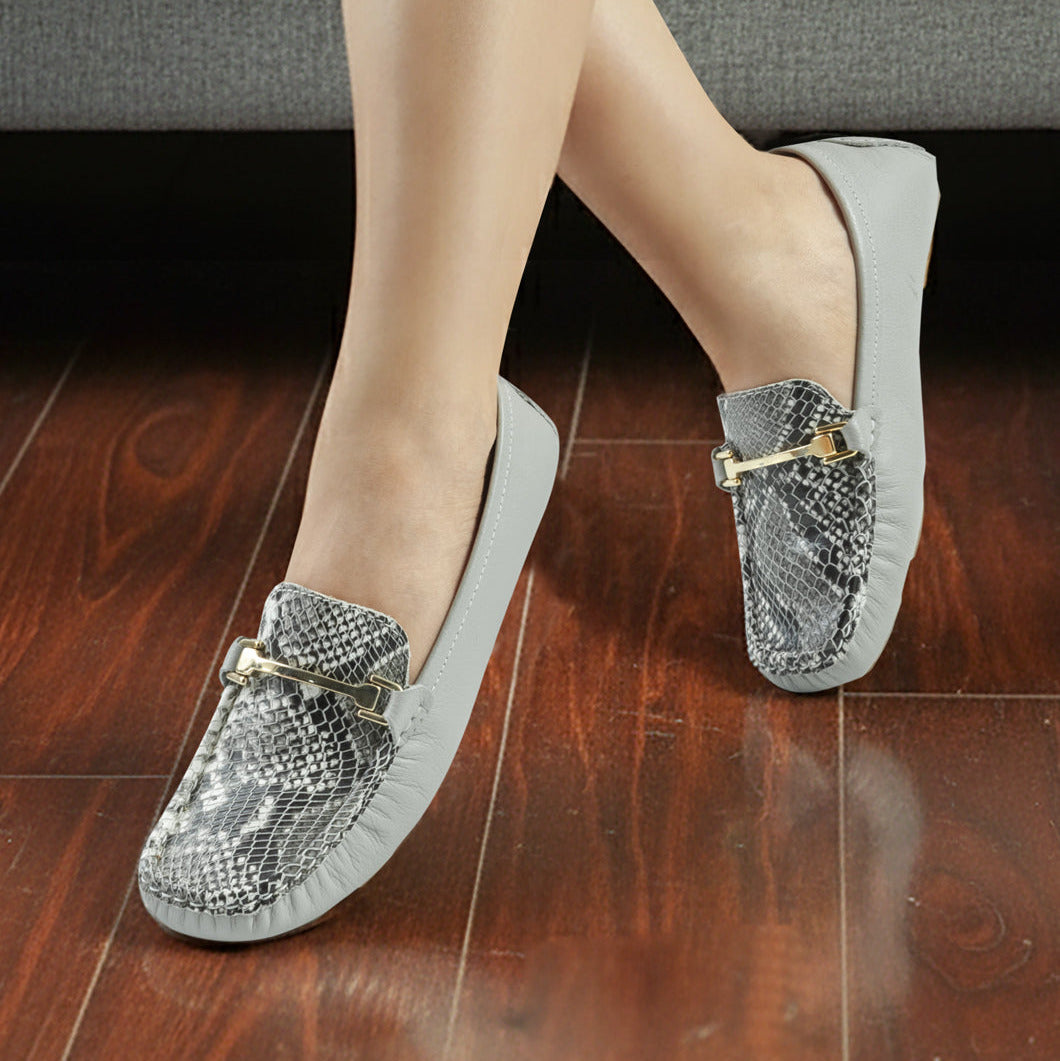 Baletas en cuero de dama Gris H-543