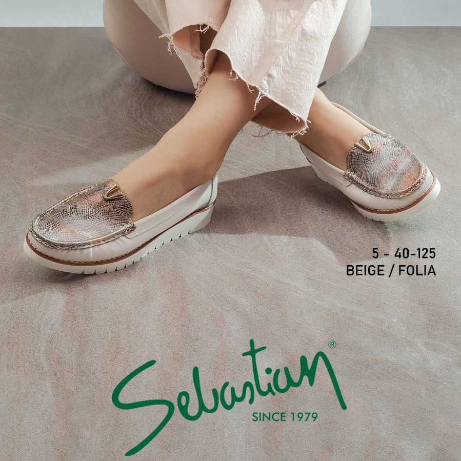 Mocasin 40-125 Cuero Dama Beige