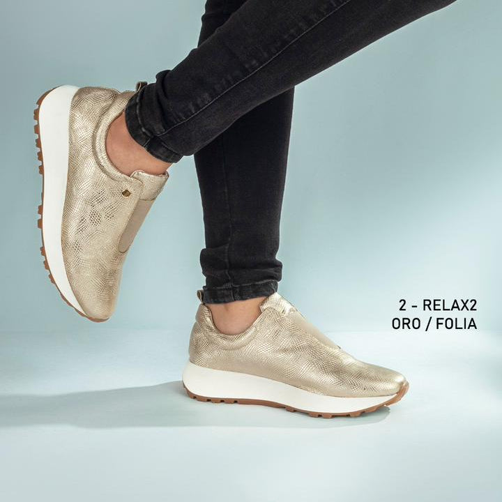 Deportivo Relax 2 Cuero Mujer Oro