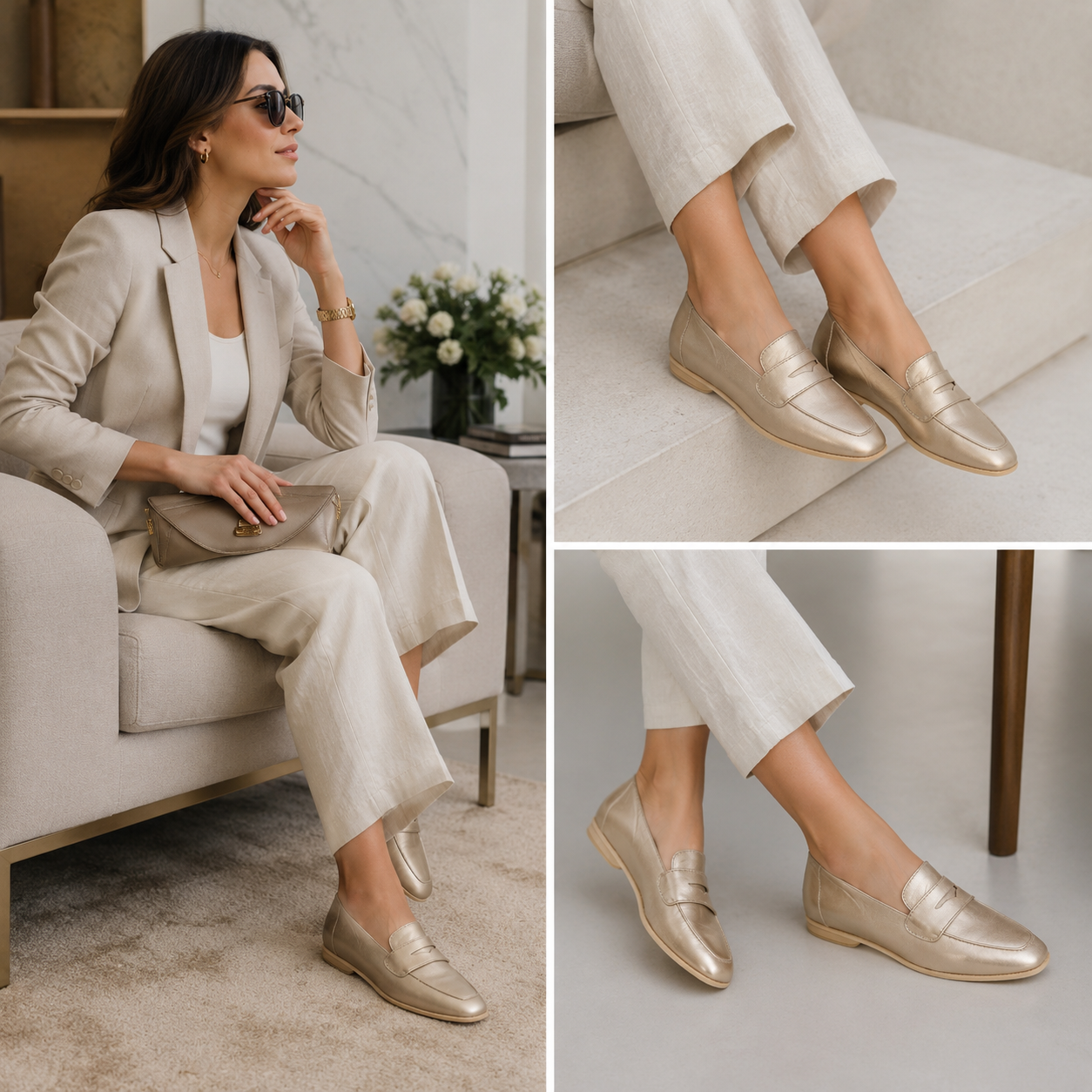 Mocasin Colibri en cuero para mujer