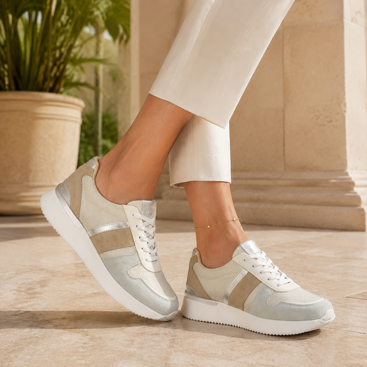 Deportivo 2501 de cuero para mujer