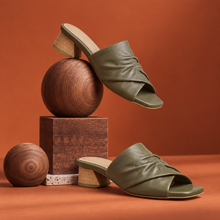 Sandalia de tacón Nata 2 de cuero para mujer